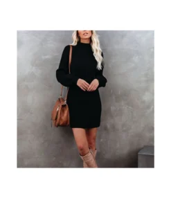 Fashion Solid Color Long Sleeve Round Neck Knitted Dress Wholesale Dresses V5923053100006 -Dress Sales Store c56a4ecb61ee45d8a011b01c012a7664 4