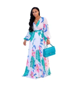 Floral Printed V Neck Chiffon Lantern Sleeve Lace-Up Swing Dress Vacation Casual Wholesale Maxi Dresses SD55498 -Dress Sales Store c6fc982a eecb 4e0e ba0b f80331bf4730 5811e33812b82b27b6770736c7963c84