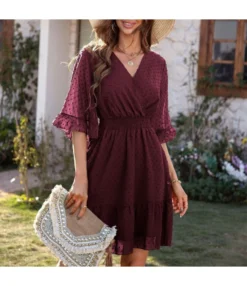 Fashion Elegant Solid Color Chiffon Flocking Ruffles Swing Dress Lotus Leaf Sleeve Wholesale Dresses SD204668 -Dress Sales Store c9e6d004 d8fb 4660 bc4f 9fd21d0206da bd1e49711ca40d8ada1810cd9741ad51
