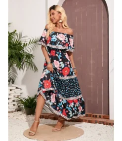Floral Print Off Shoulder Ruffled Lapel Lace-Up Waist Swing Resort Dress Wholesale Maxi Dresses SDN533386 -Dress Sales Store ccb6753e 5ce4 4823 8867 ed61b3771c16 8e8718307f355cd78996aa49b7c9bb4d