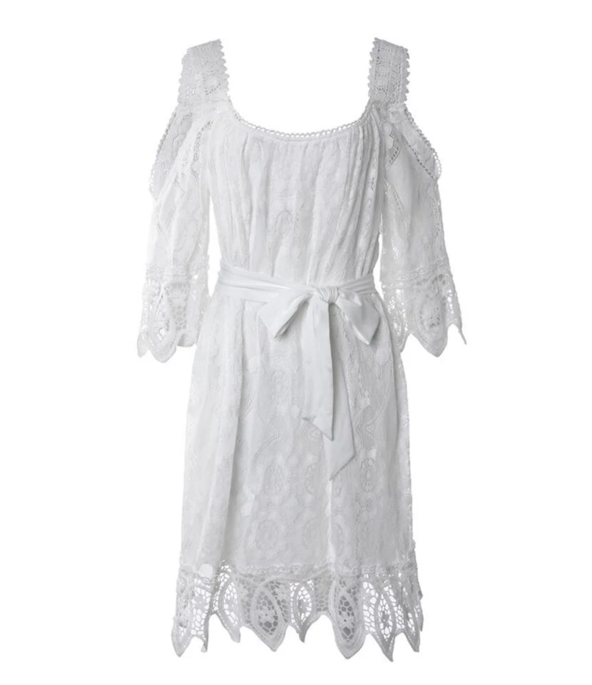 Sexy Off-Shoulder Sling Lace Mini Dress Hollow Lace-Up Solid Color Wholesale Dresses SDN561715 5 Sexy Off-Shoulder Sling Lace Mini Dress Hollow Lace-Up Solid Color Wholesale Dresses SDN561715 - Image 5