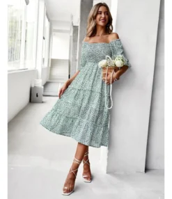 Sexy Off Shoulder Floral Midi Swing Dress High Waist Petal Sleeve Slim Vacation Wholesale Dresses SDN560630 -Dress Sales Store d2f7eed5 86c0 41ea 824c ba9df63b3503 f2ea67930c5c1247e2e2a99b39dc8ec8