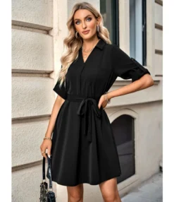 Solid Color Half Sleeve Tie-Up Lapel Casual Dress Wholesale Dresses SDN537944 -Dress Sales Store d945dad0 fe4e 42ed 84a5 30f67103d408 07d2e22e748d3754e7cfe6c1d23ce44c