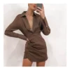 Sexy Deep V Neck High Waist Long Sleeve Bodycon Dress Wholesale Dresses SDN562236
