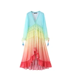 Gradient Color Print Fringe Lace-Up Cuff V-Neck Vacation Fashion Irregular Hem Ruffles Wholesale Maxi Dresses SD531202 -Dress Sales Store dc891733 e3d3 45ef ae6c d31d510cba58 d4580a63c8c0c6ab9ae5f516a674ab55