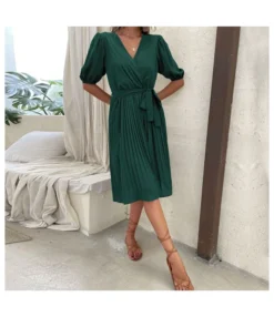 Tie-Up V Neck Green Pleated Dress Wholesale Dresse SDN538885 -Dress Sales Store dc98848c e5d9 4583 bb26 741aa7a20be9 dd82fc3e35237cca29840d858d4c73b1