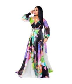 Floral Printed V Neck Chiffon Lantern Sleeve Lace-Up Swing Dress Vacation Casual Wholesale Maxi Dresses SD55498 -Dress Sales Store e1da7a2c b8d9 4e48 84e8 5aa524858245 fcfdd28e3845c8c04ca7fbddee1c80e7