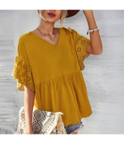 Casual Top Solid Color Loose Short Sleeve Womens T Shirts Wholesale STN560606