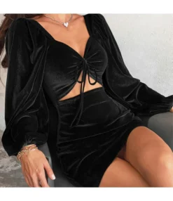 Velvet Sexy Cutout Tie-Up Dress Long Sleeve Solid Color Bodycon Wholesale Dresses SDN561545 -Dress Sales Store e620f34f c8c7 45b3 a4db 35d3baedddc2 fbe7bc4cf8c573e691898eba9573f1a0