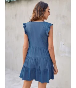 Retro V-Neck Frill Sleeve Loose Smocked Denim Dress Wholesale Dresses SDN535266 -Dress Sales Store ee4931bc ac0c 4bca aebe 785b63f0a096 16c0303cadd668d97a3fadb2ec19498c