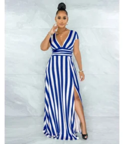 Fashion Striped Slit Design Wholesale Maxi Dresses Deep V Sexy Womens Clothing SD203474 -Dress Sales Store ee9654a9 36a6 4a31 abeb fb22b10eb2fb 05CB6F60B40C85E0FE53B2D82C4B452C