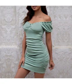 Sexy Off Shoulder Pleated Dress Puff Sleeves Solid Color Bodycon Wholesale Dresses SDN560563 -Dress Sales Store f7a8ea37 cf8c 4065 a06d ea3ac2b37e0a b07f6392f2fa26ab0d7c4a9b74451c26