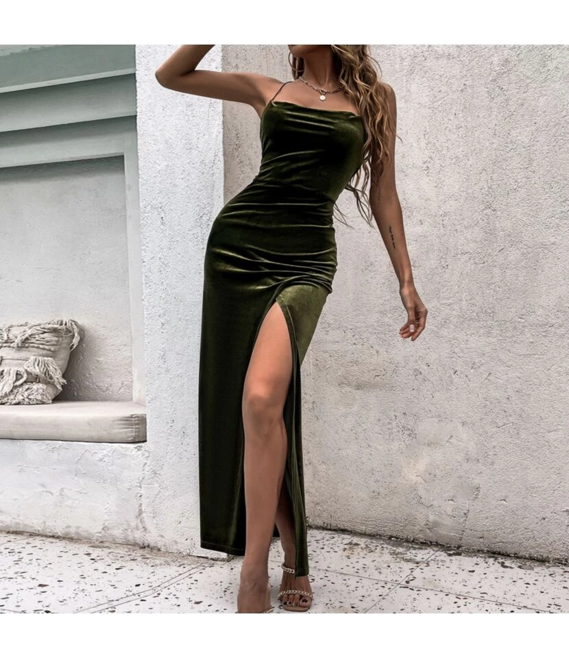 Women Fashion Sleeveless Halterneck Backless Slit Hem Wholesale Bodycon Dresses SD204257 1 Women Fashion Sleeveless Halterneck Backless Slit Hem Wholesale Bodycon Dresses SD204257