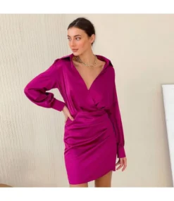 Sexy Satin Deep V Neck Dress Solid Color Long Sleeve A-Line Wholesale Dresses SDN560922 -Dress Sales Store fde45141 5615 4db4 83af a384df67562b 43b0e6b707e32f4a1d4536bb5bf14938