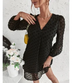 Sexy V Neck Flocking Mini Dress Solid Color Loose Long Sleeve Wholesale Dresses SDN560852 -Dress Sales Store ff4711d8 046a 458f bc7c a7a620186029 2fdd1e016682ab934fe519183fbe921f