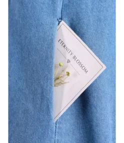 Lapel Neck Single Breasted Pocket Detail Denim T Shirt Dress Wholesale 210528617 -Dress Sales Store img 0005