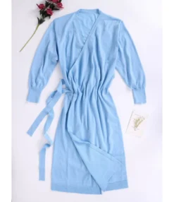 Side Tie Split Plain Knitting Dress