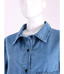 Lapel Neck Single Breasted Pocket Detail Denim T Shirt Dress Wholesale 210528617 -Dress Sales Store img 9997